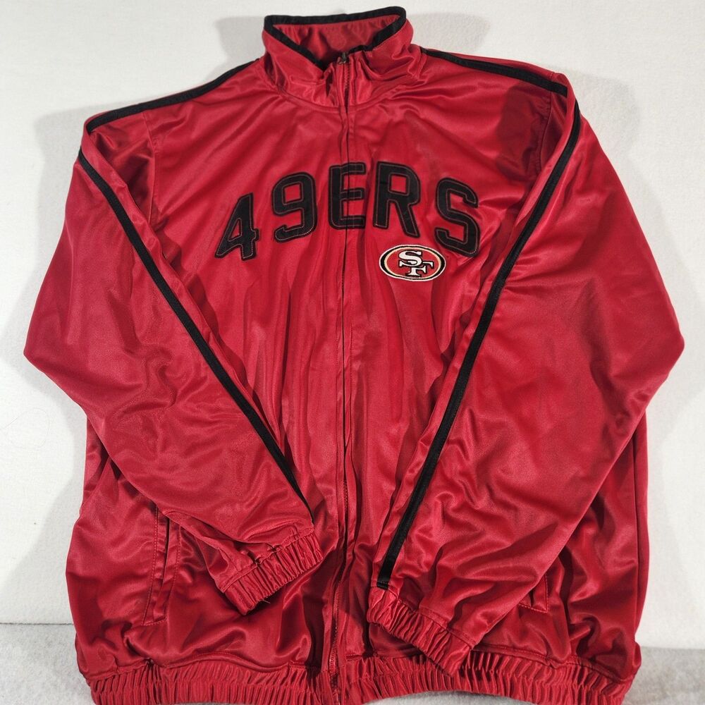 San Francisco 49ers Vintage Track Jacket Distressed Look XXL Red Mens